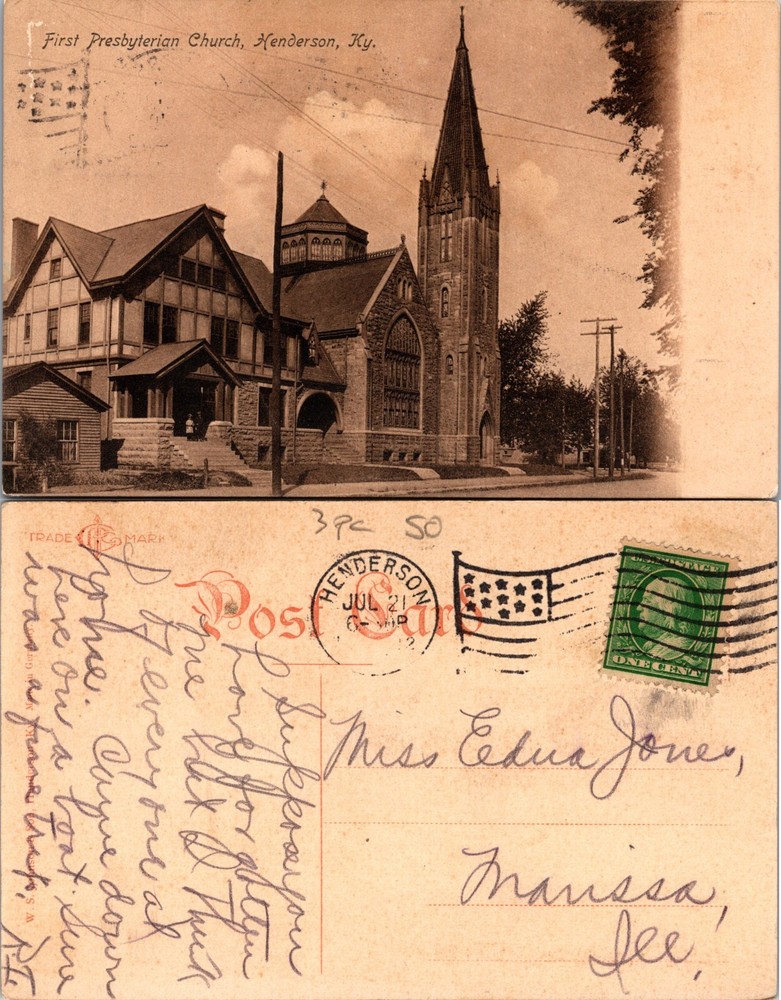 First Presbyterian Church Henderson Kentucky Postcard