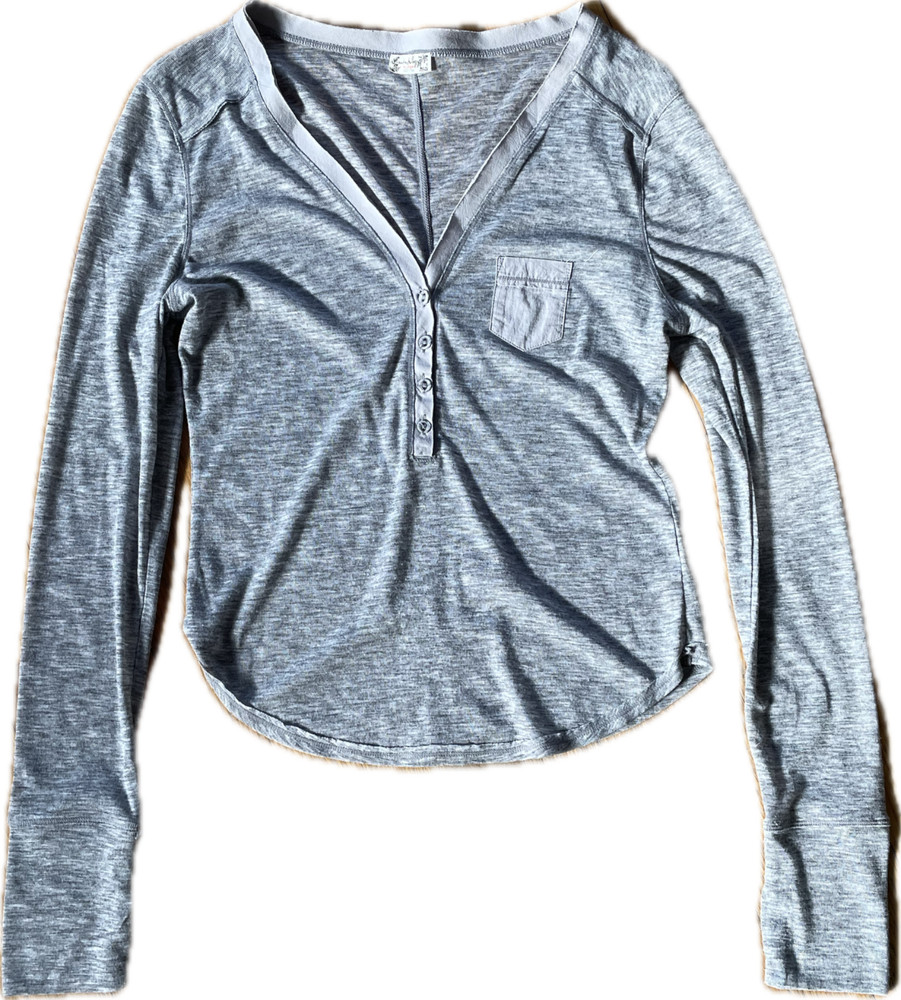 free people intimately long sleeve top gray.