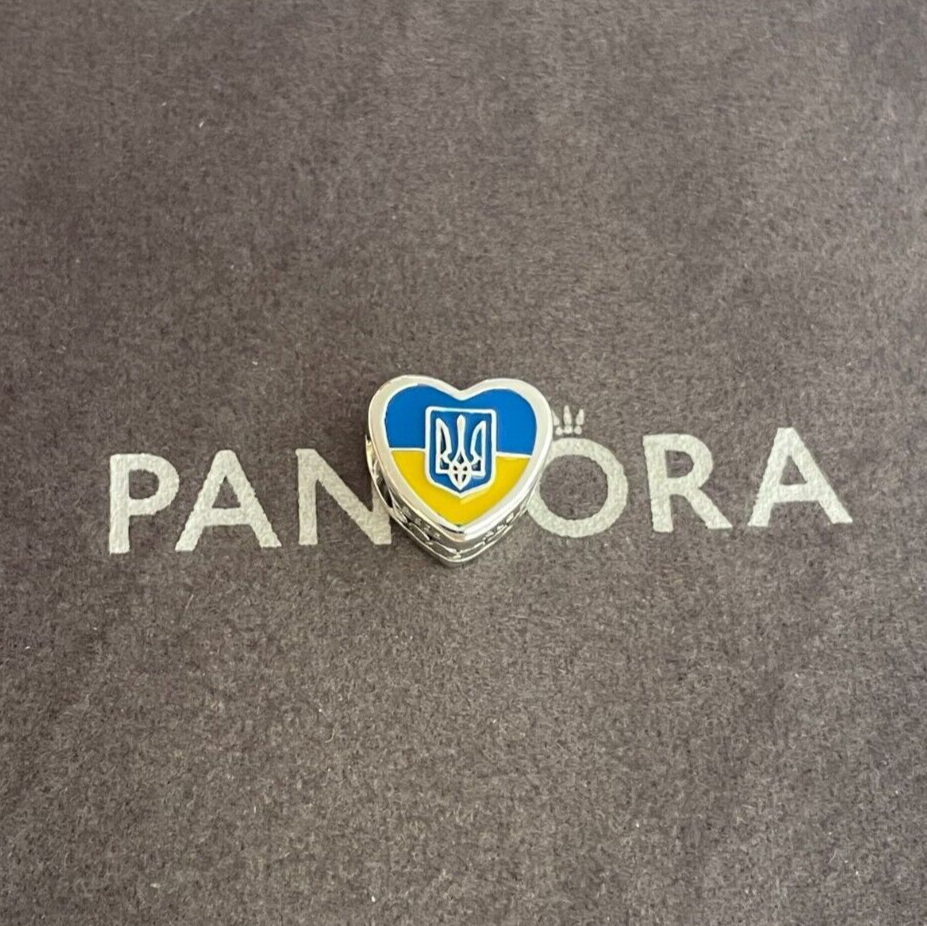 Pandora Ukraine Flag Charm Bead Pendant in S925 Sterling Silver