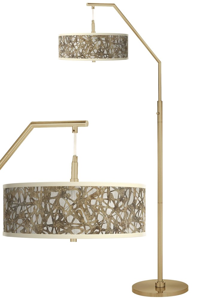 Organic Nest Giclee Warm Gold Arc Floor Lamp