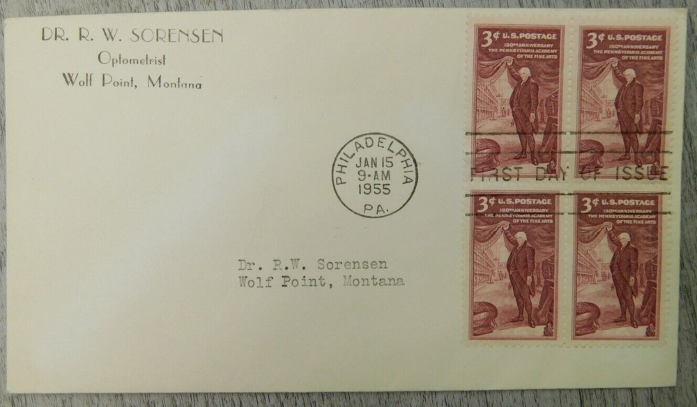 First Day Issue Pennsylvania Academy of Fine Arts PA 1955 Stamp Envelope Cover-image