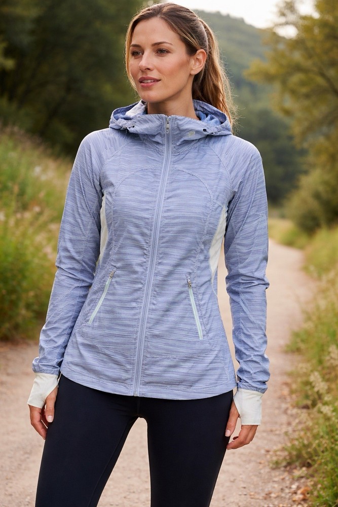 Lululemon Run Make A Break Jacket Womens Size 6 Striped Blue Activewear