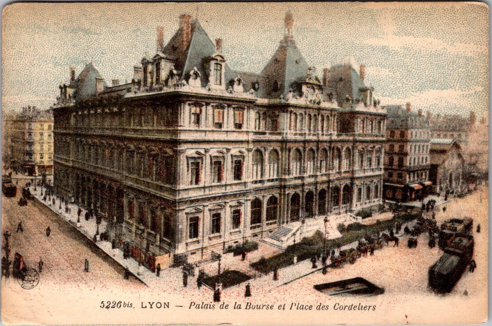 Palais de la Bourse Lyon France Postcard ca 1910s Place des Cordeliers