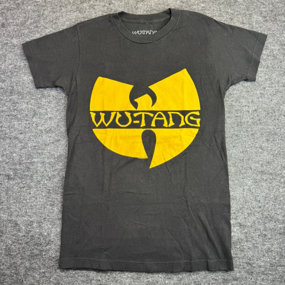 Y2K Wu-Tang Clan Graphic T-Shirt Mens Small Black Yellow Logo 2014 Hip Hop Tee