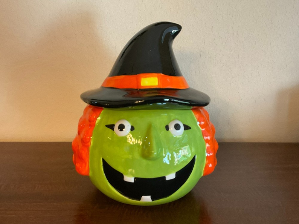 Maxcera Halloween Witch Cookie Jar with Lid