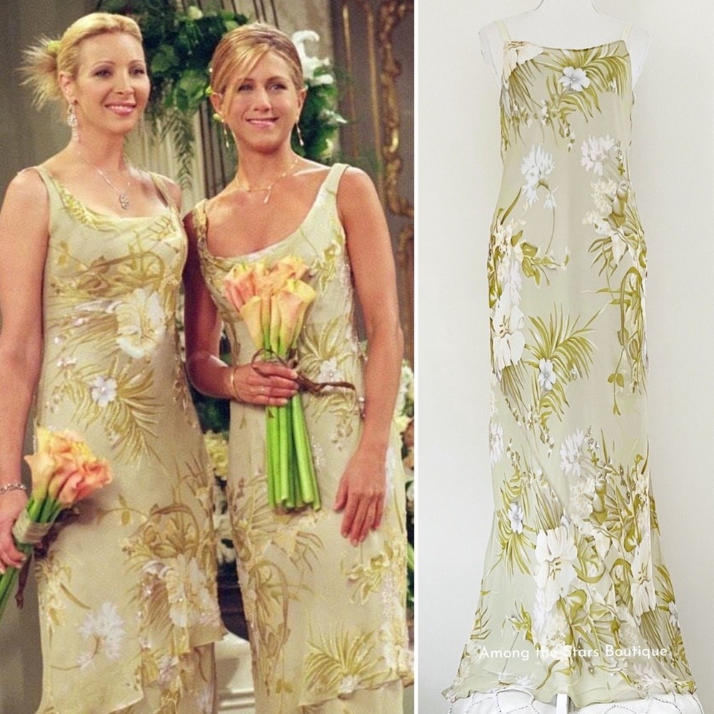 Rare Vintage Silk Dress Same Print ASO Rachel Green + Phoebe Buffay in Friends