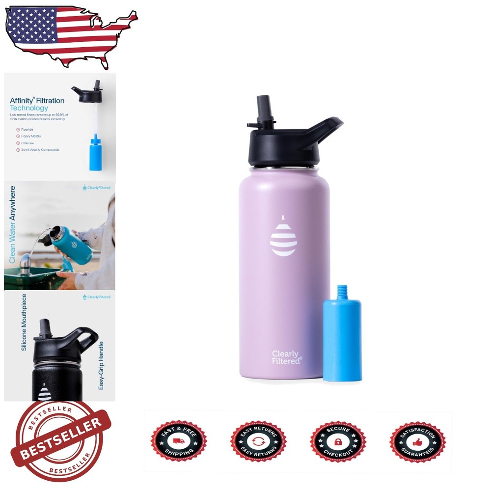 32oz Pink Stainless Steel Water Bottle with Advanced Filtration System
