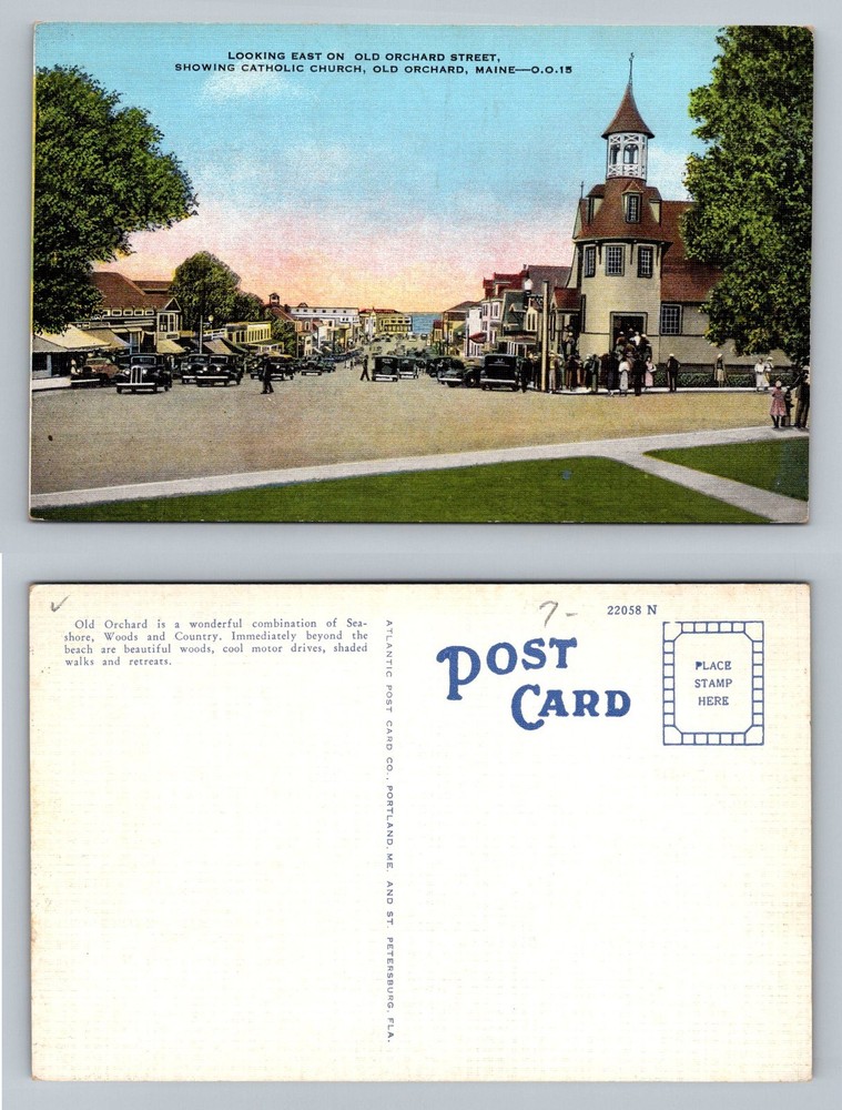 Old Orchard Beach, ME-Maine, Old Orchard Street Catholic Church Vintage Postcard