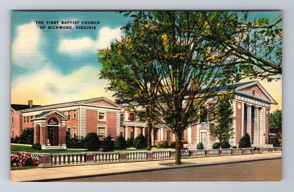 Richmond VA-Virginia, First Baptist Church, Antique Vintage Souvenir Postcard