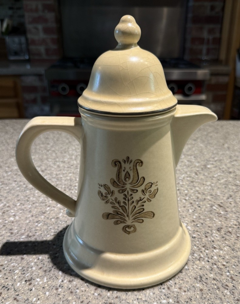 Pfaltzgraff Village Cream & Brown Coffee Tea Pot 10