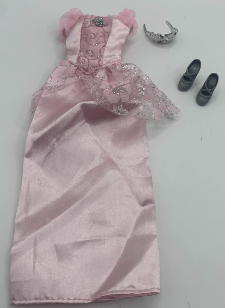 Modern Barbie Doll Outfit Fashion Pale Pink Princess Dress Clothes Shoes Crown