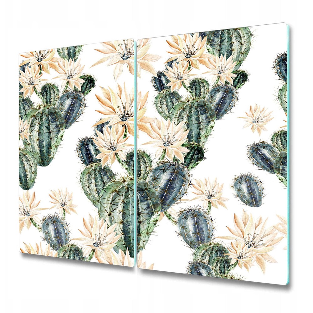 Glass Chopping Board Worktop Saver Cactus Flowers | Tropical Flowers | 2x30x52