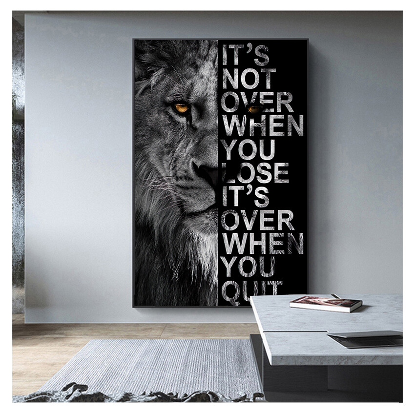Motivational Lion Wall Art Canvas for Home Office Décor Inspiration  