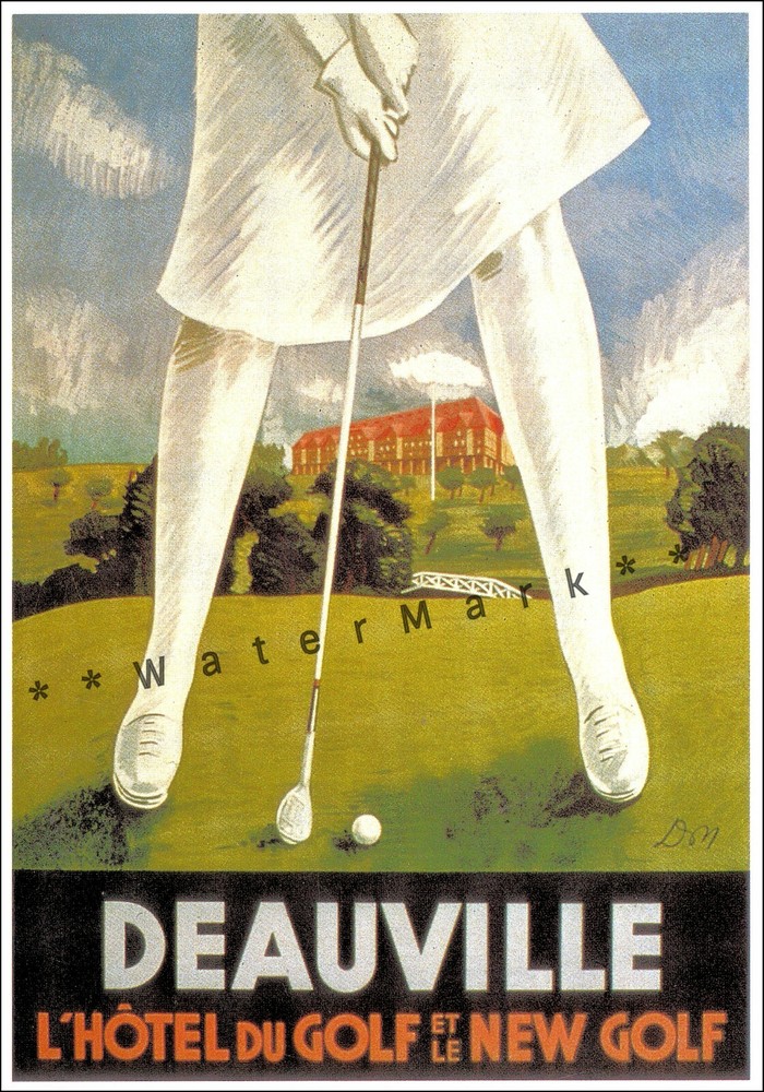 Vintage Normandy Deauville France Ladies Golf Resort Retro Poster Print  