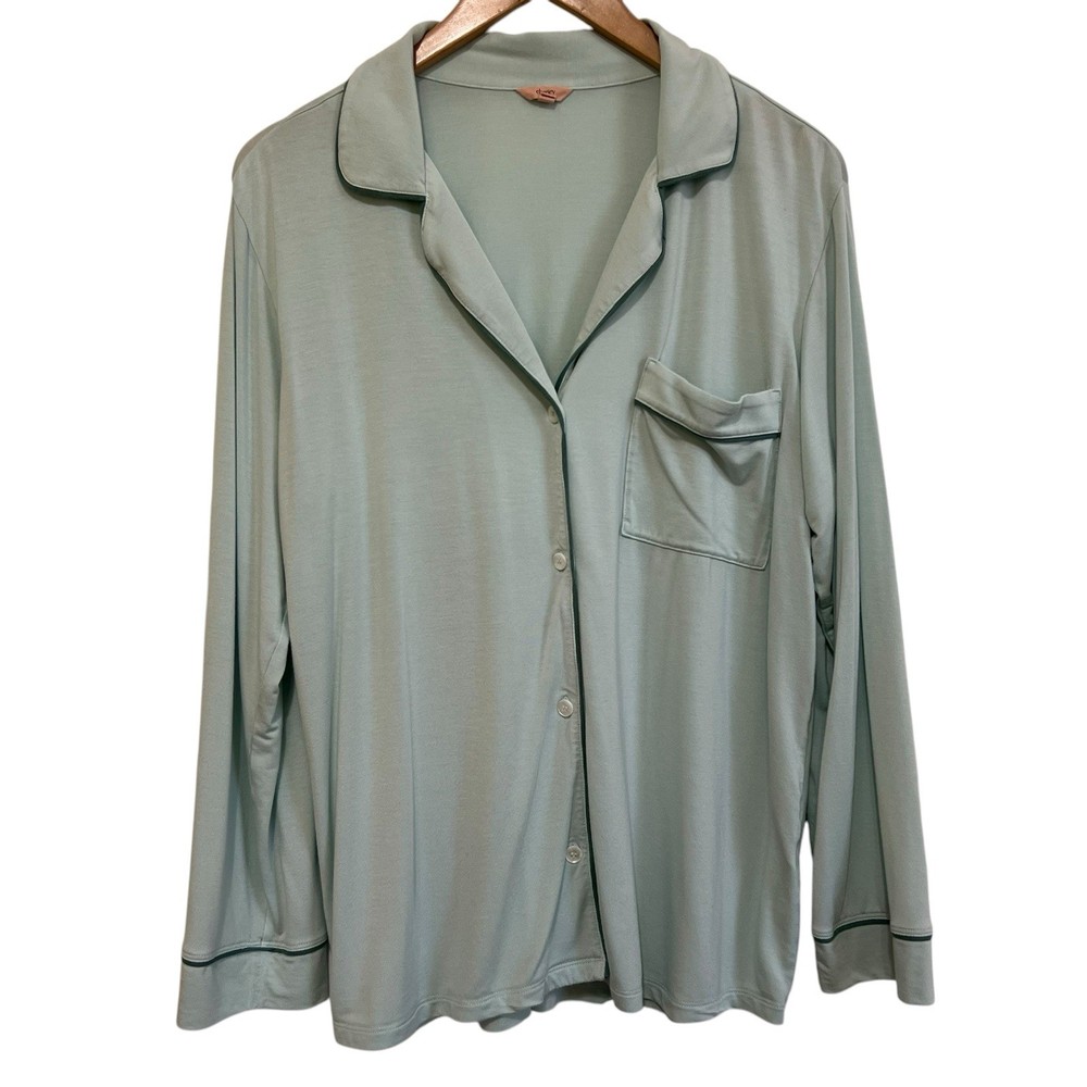 Eberjey Gisele Modal Tencel Long Sleeve Pajama Shirt Light Green Women's Small