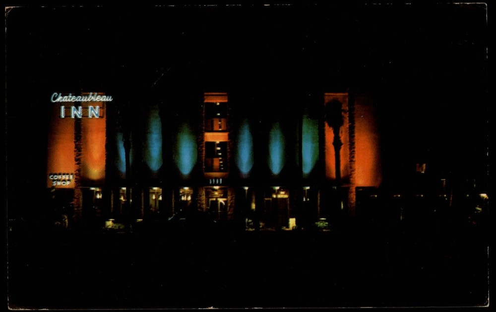 Coral Gables Florida Chateaubleau Inn night lights 1967 to Tokyo Japan postcard