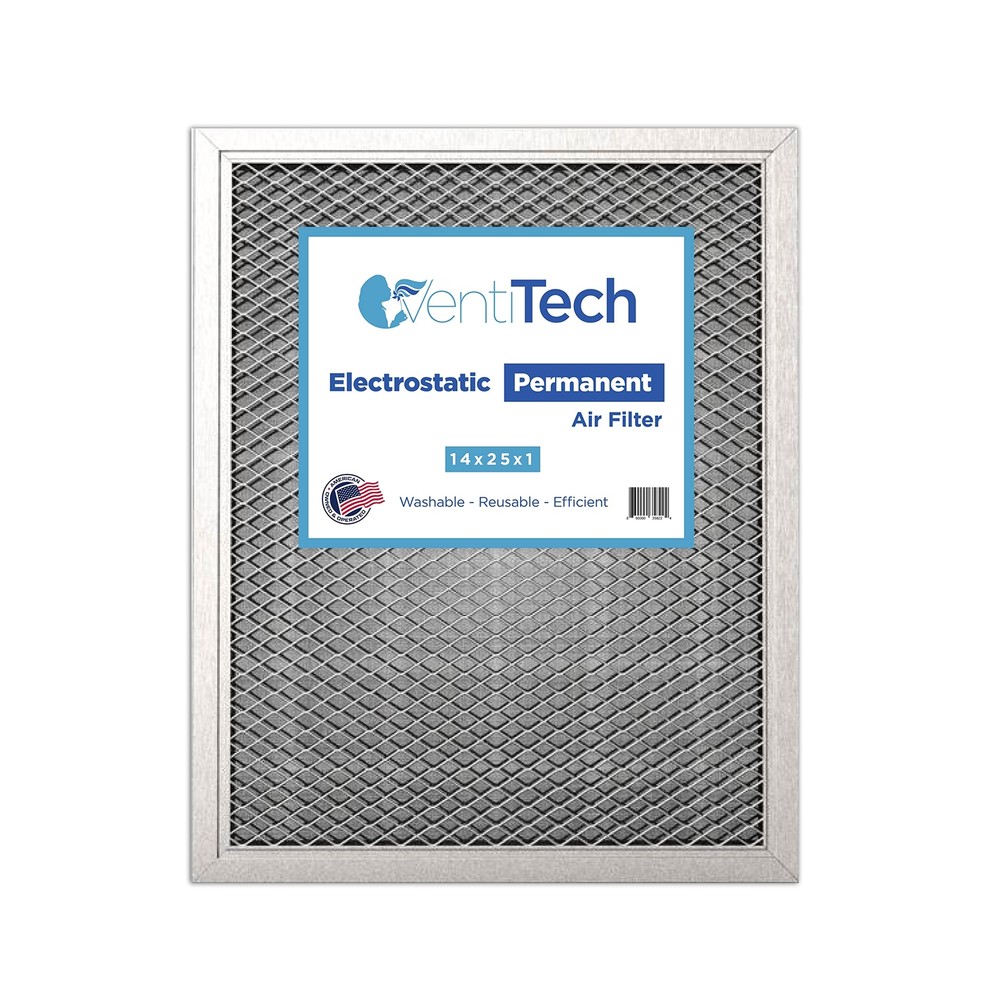 Venti Tech 14x25x1 Washable Electrostatic Air Filter. Reusable HVAC & Furnace...