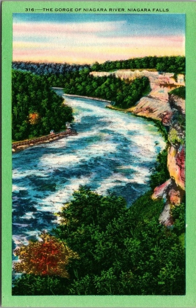 Vintage Linen Postcard - Niagara River Gorge, Niagara Falls, NY - MWM