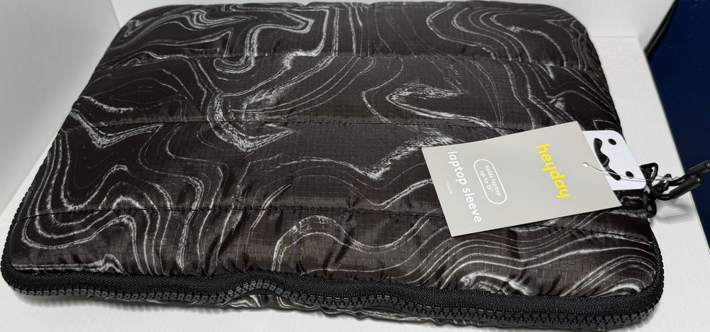 heyday Marbled Black White Padded Nylon Sleeve Case for 15