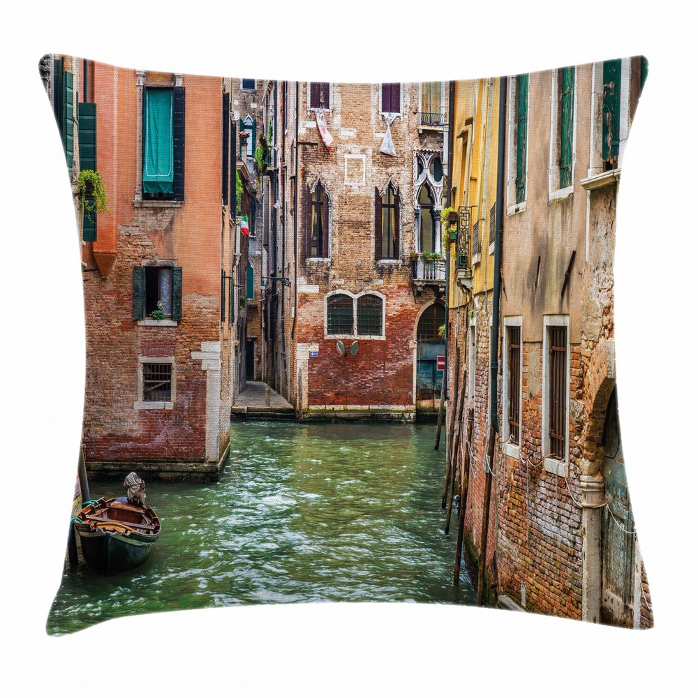 Venice Throw Pillow Case Famous Streets on Water Square Cushion Cover 20 Inches