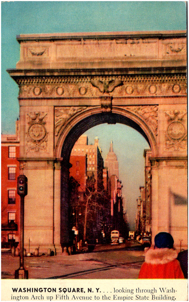 Empire State Building thru Washington Square Arch New York City NY 1939 Postcard