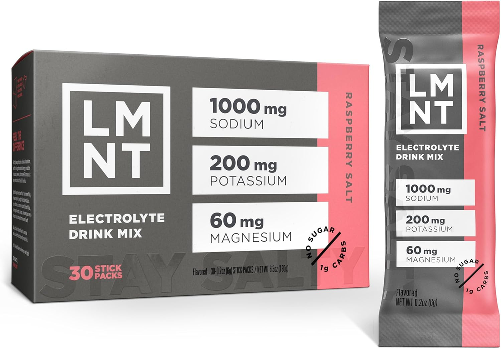 LMNT Zero Sugar Electrolytes - Raspberry Salt | Drink Mix | 30-Count