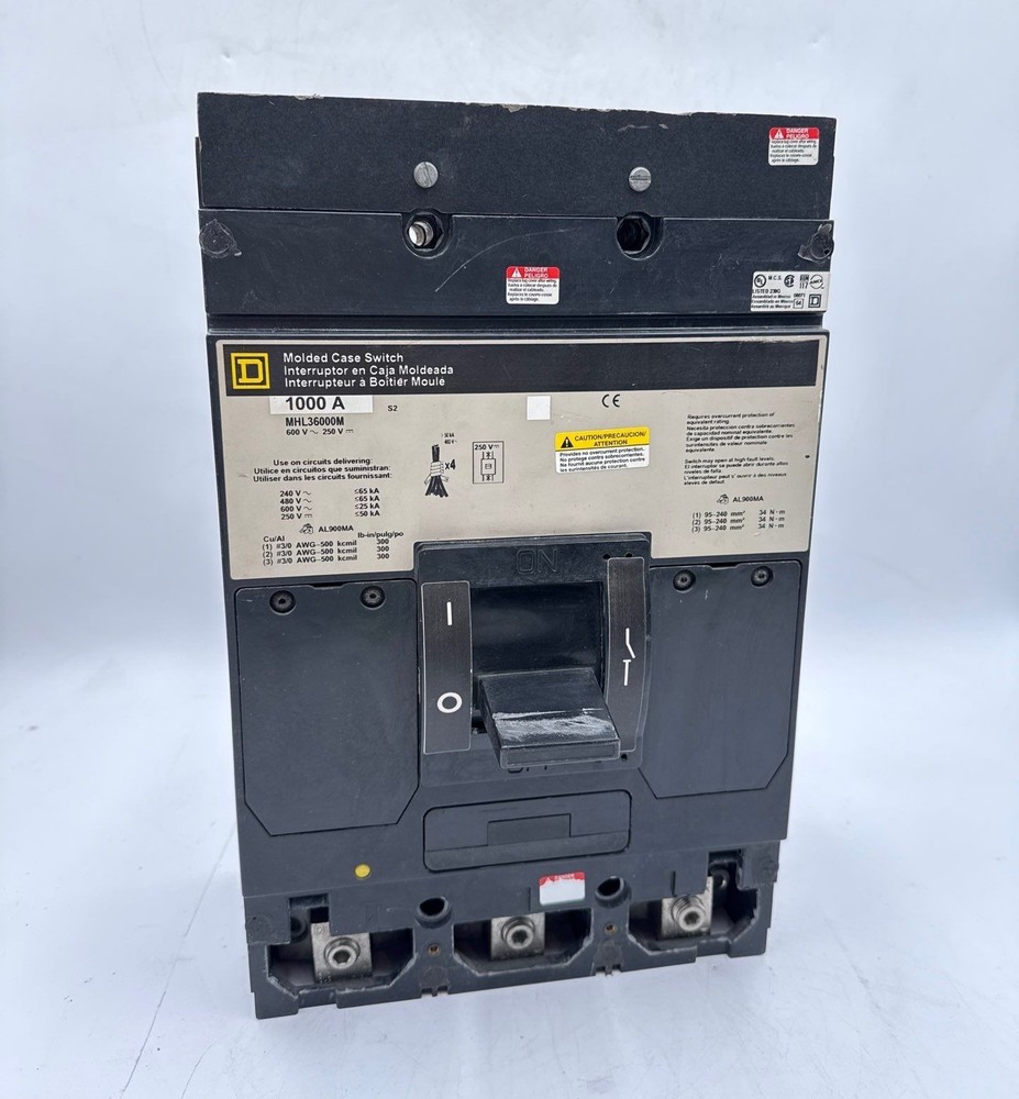 Square D MHL36000M Circuit Breaker 1000A 3P 600V 3PH MHL Bolt On 1000 Amp 3 Pole