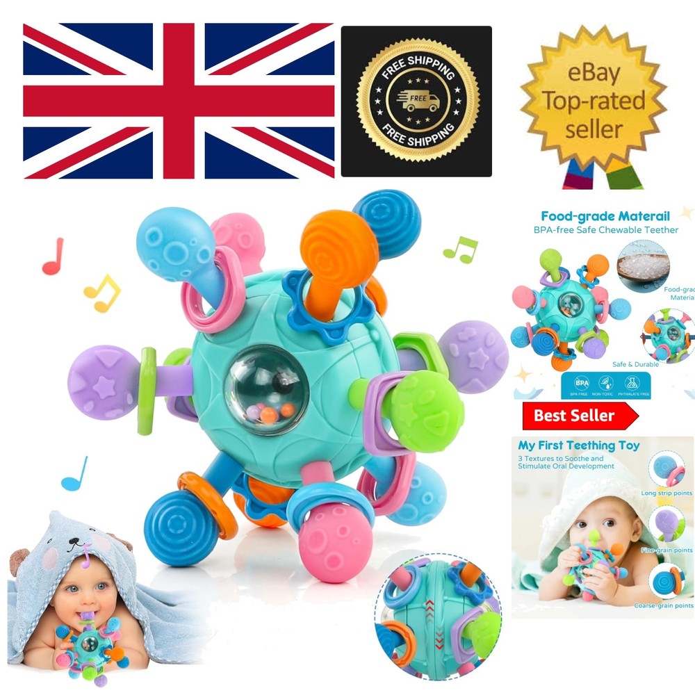 Interactive Montessori Rattle Teether Toy for Infants - Easy to Clean & Safe