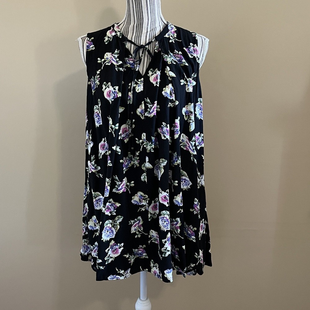 Umgee Women’s Sleeveless Floral Boho Peasant Hippie Flowy Tunic Top Dress S