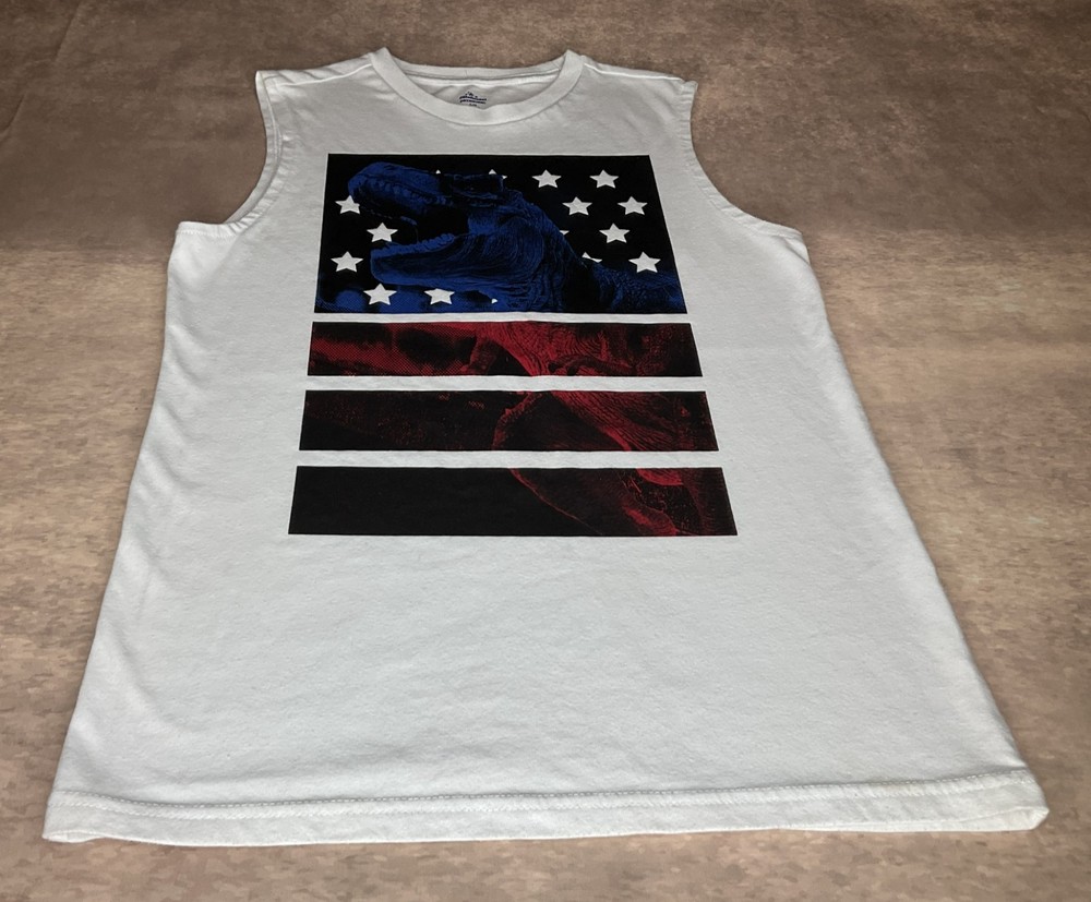 Celebrate Patriotic Boys Size L - Sleeveless Graphic T-Shirt Red, White & Blue