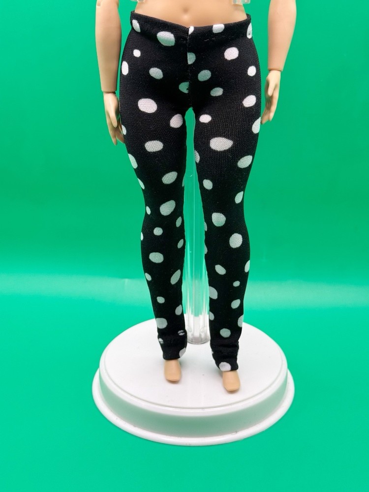 Hand-sewn Black & White Polka Dot Leggings For Barbie Doll ( Curvy Doll )