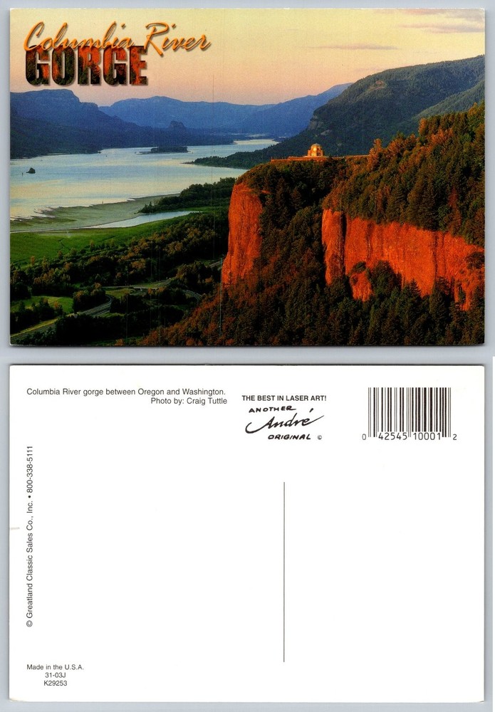Columbia River Gorge Oregon Washington Vista House Sunset Scenic Postcard