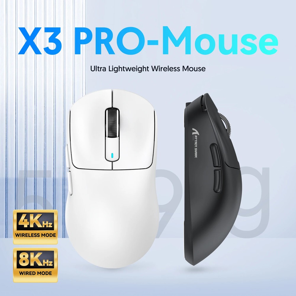 X3Pro Lightweight PAW3395 26000dpi Tri-Mode Macro Gaming Mouse