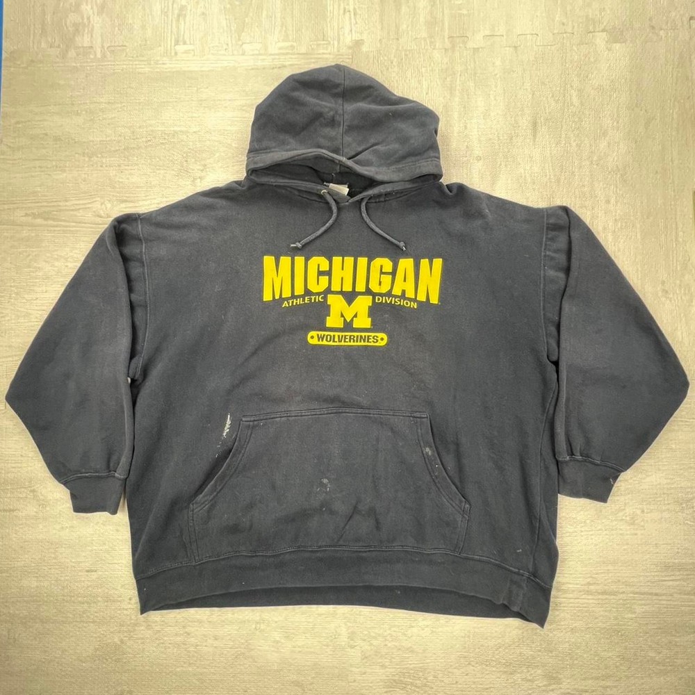 Vintage 90s Michigan Wolverines Sweatshirt Size: XXL Blue Yellow NCAA College