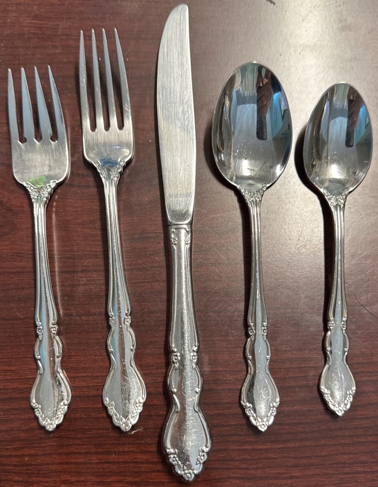 Oneida Stainless DOVER (GLOSSY) Flatware - Silverware * Cube USA 5 Piece Set