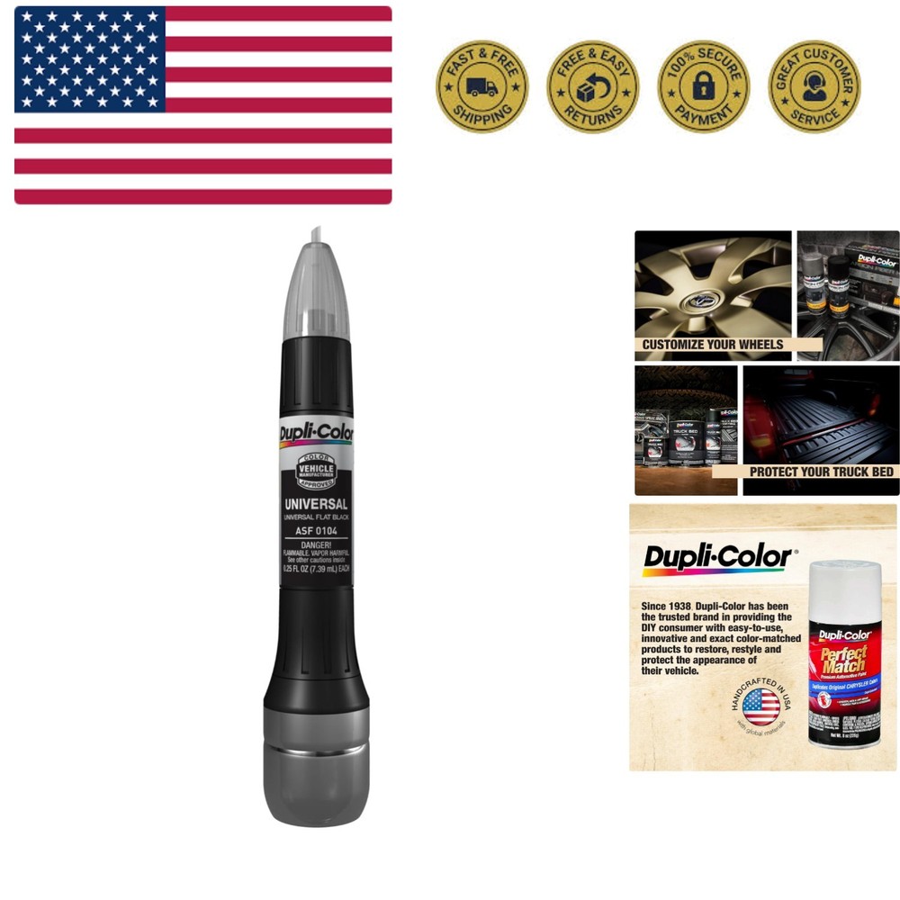 Universal Flat Black Exact-Match Scratch Fix All-in-1 Touch-Up Paint - 0.5 oz.