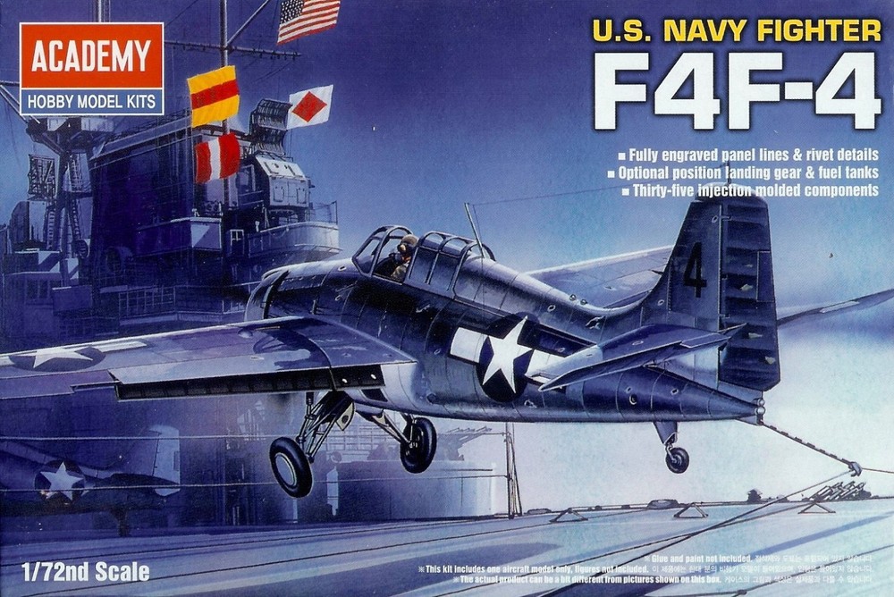 Academy 12451 US Navy Grumman F4F-4 Wildcat 1/72 Scale Plastic Model Kit