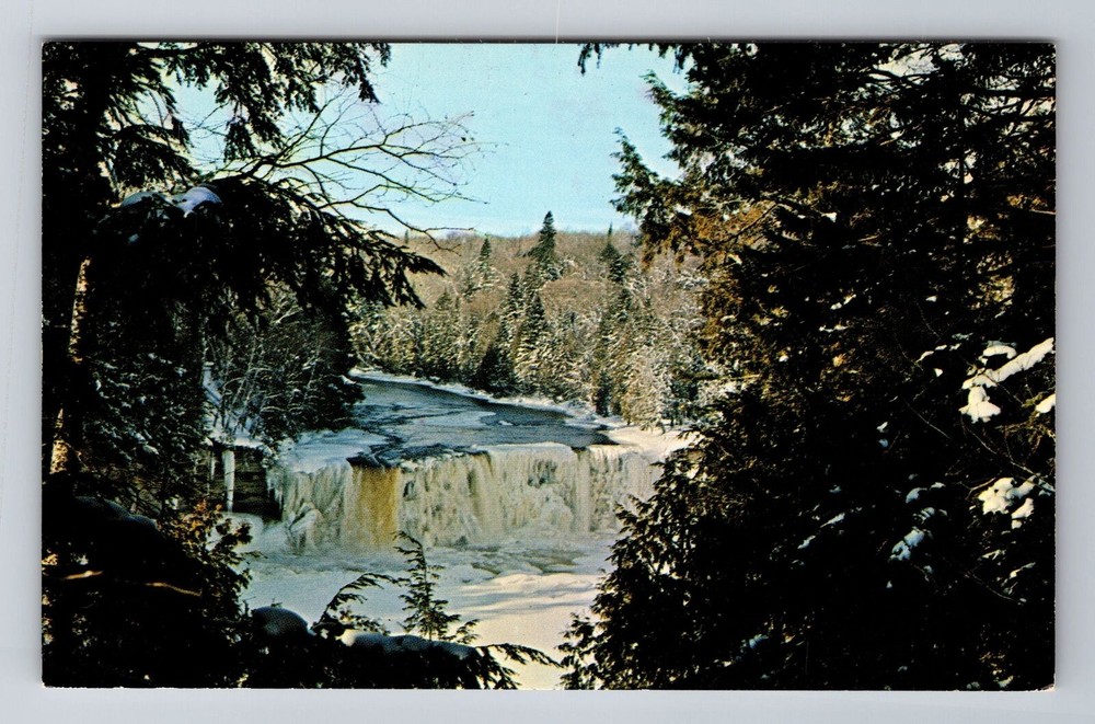 Tahquamenon Falls MI-Michigan, Tahquamenon River, Upper Falls, Vintage Postcard