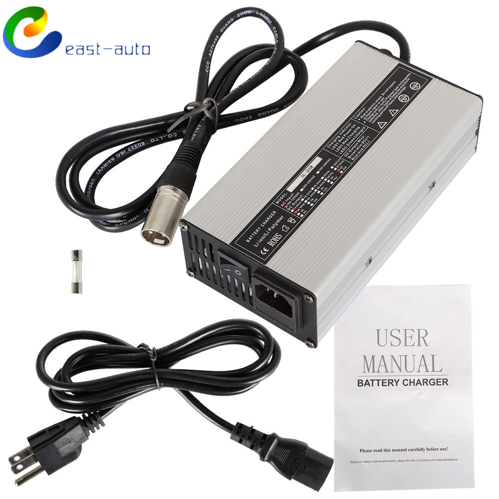 XLR Power Supply Adapter Charger 54.6V 6A For 48V Lithium Li-ion Battery Pack US