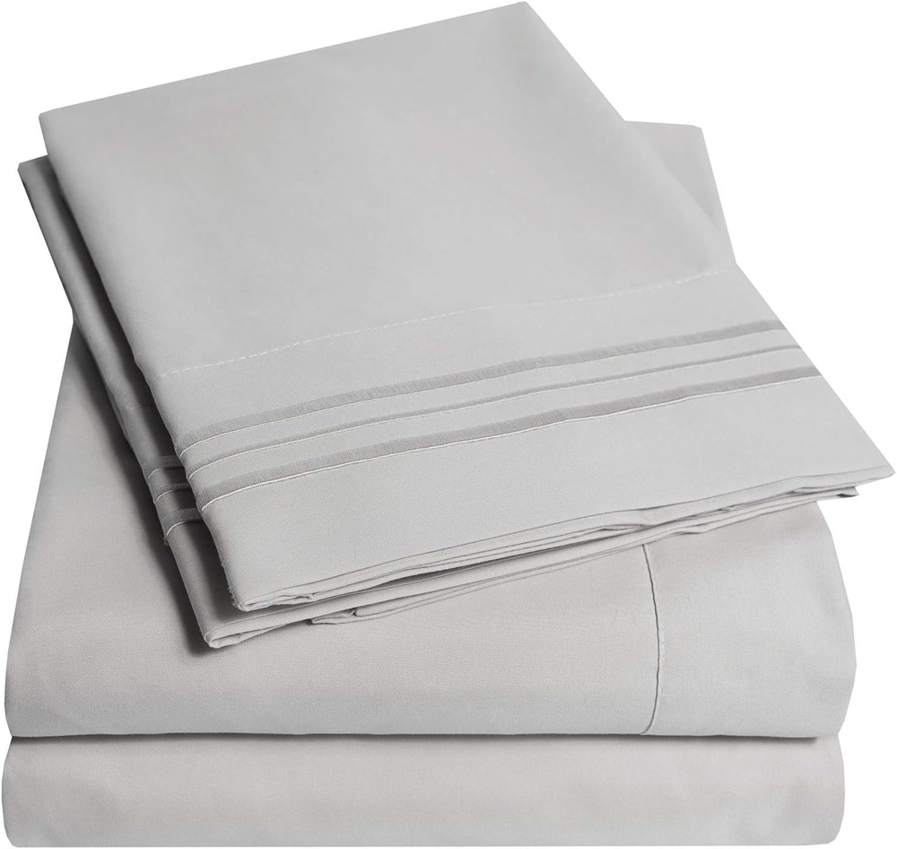 1500 Supreme Collection Extra Soft RV Short Queen Sheets Set, Silver - Luxury Be