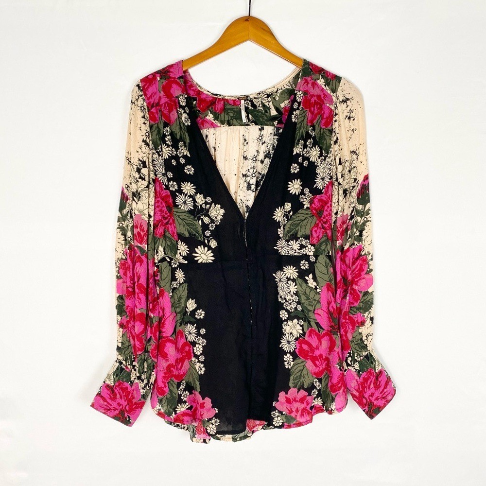 Free People Mikayla Print Long Sleeve Tunic Floral Long Sleeve Size Small