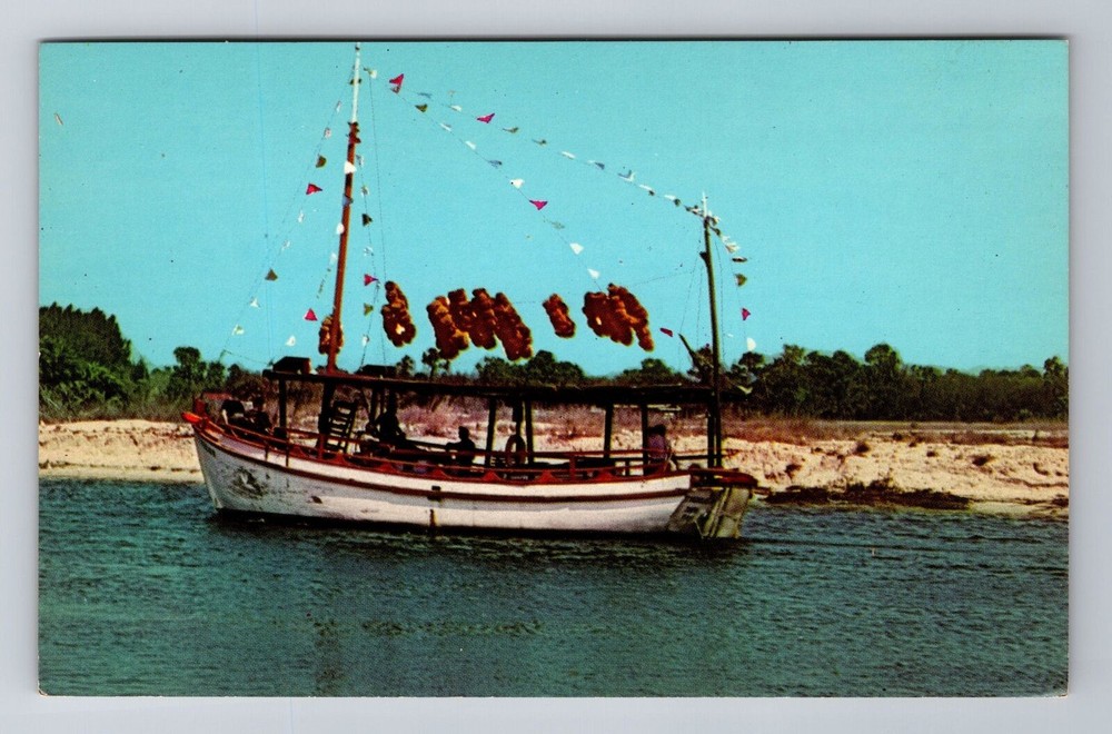 Tarpon Springs FL-Florida Sightseeing Sponge Boat Anclote River Vintage Postcard