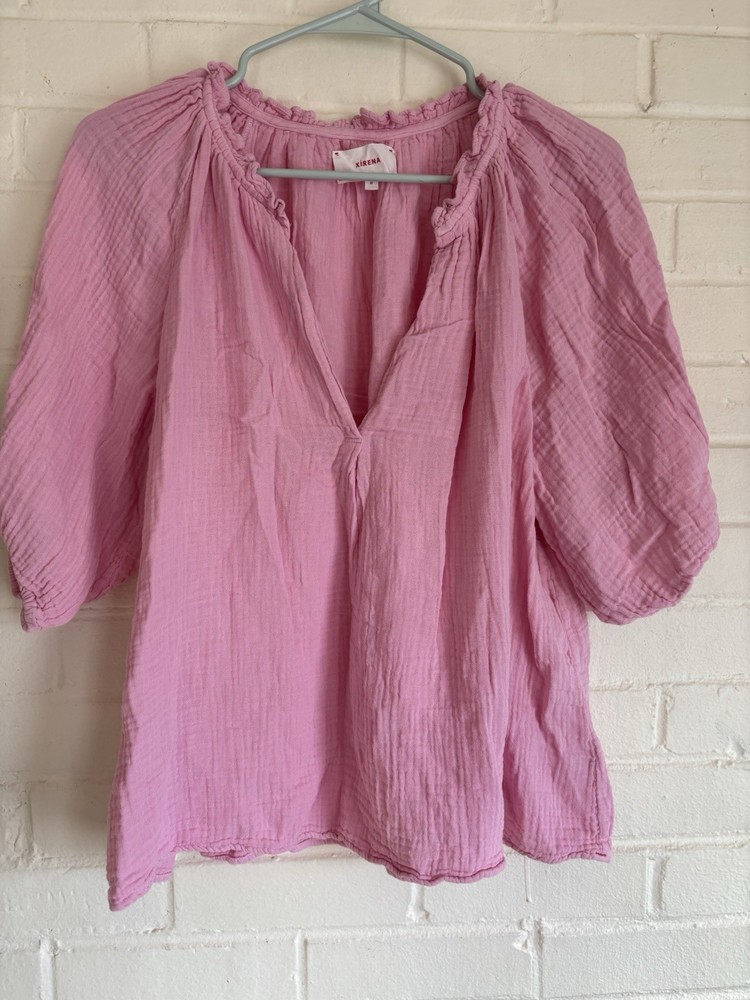 Xirena Jules Cotton Gauze Blouse Top Lilac Pink Cottagecore Womens Size Medium