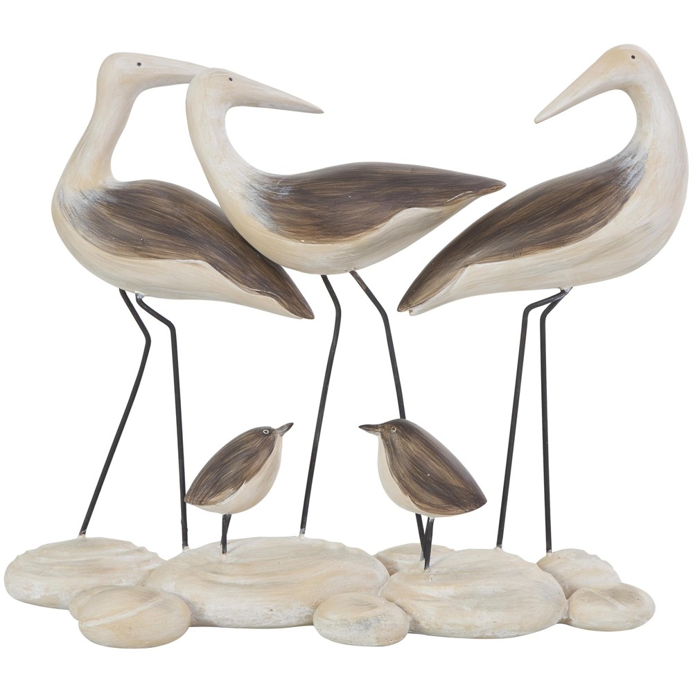 Polystone Bird Decorative Sculpture Family Home Decor Statue with Cream Rock ...