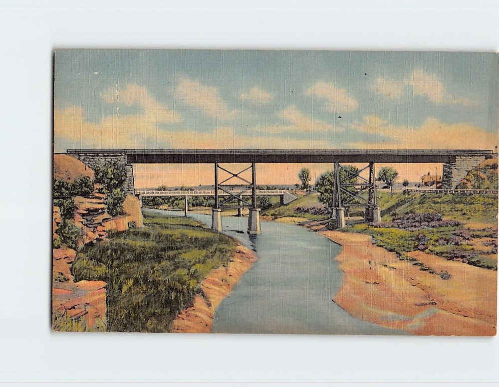 Postcard Two Bridges on the Pecos Santa Rosa New Mexico USA