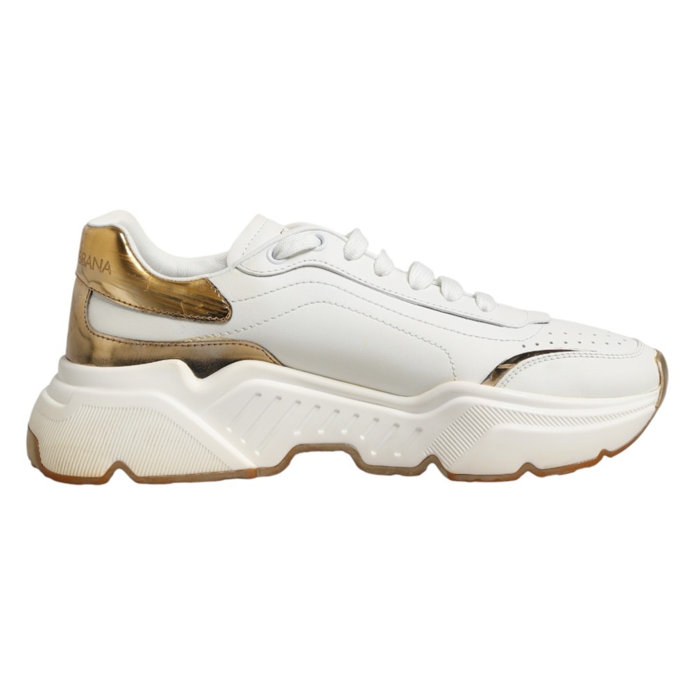 DOLCE & GABBANA Shoes White Gold Daymaster Low Top Sneakers EU39 / US8.5 670usd