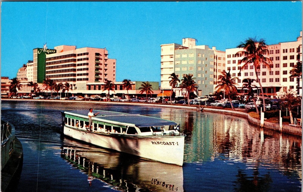 Miami Beach FL-Florida, Lake Pancoast, Scenic View, Vintage Postcard