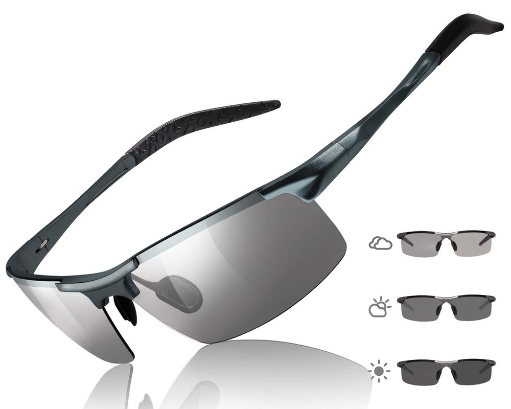 Mens Polarized Photochromic Sunglasses Day & Night Driving Glasses Anti Glare...