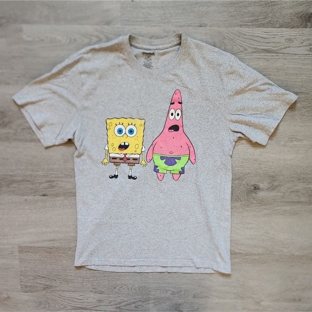 Nickelodeon Men's SpongeBob & Patrick Short Sleeve Crewneck Graphic Tee Medium M