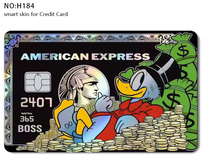 AMEX Glossy Donald Duck Credit Card Cover Skin Protector  